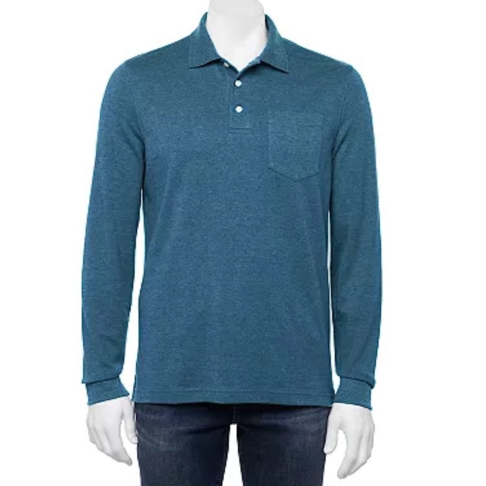 NWT Croft & BarrowInterlock Polo Long Sleeves Sweatshirt